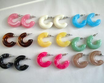 Earrings Bright Lucite Acrylic Half Hoop Earrings