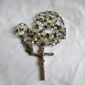 Vintage Rosary  AB Capped Crystal Rosary SPIRITUAL STUNNING!!! † Collectible Vintage Religious