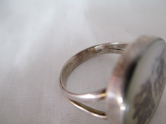 Vintage Ring Sterling Silver Scenic Moss Dendriti… - image 4