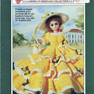Vintage Crochet Pattern Southern Bell For 15&quot; Fashion Doll Instant Digital Download