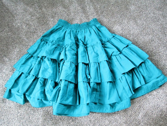 Kenzo Paris Teal Cotton Ruffle Skirt US size 8 Fr… - image 2