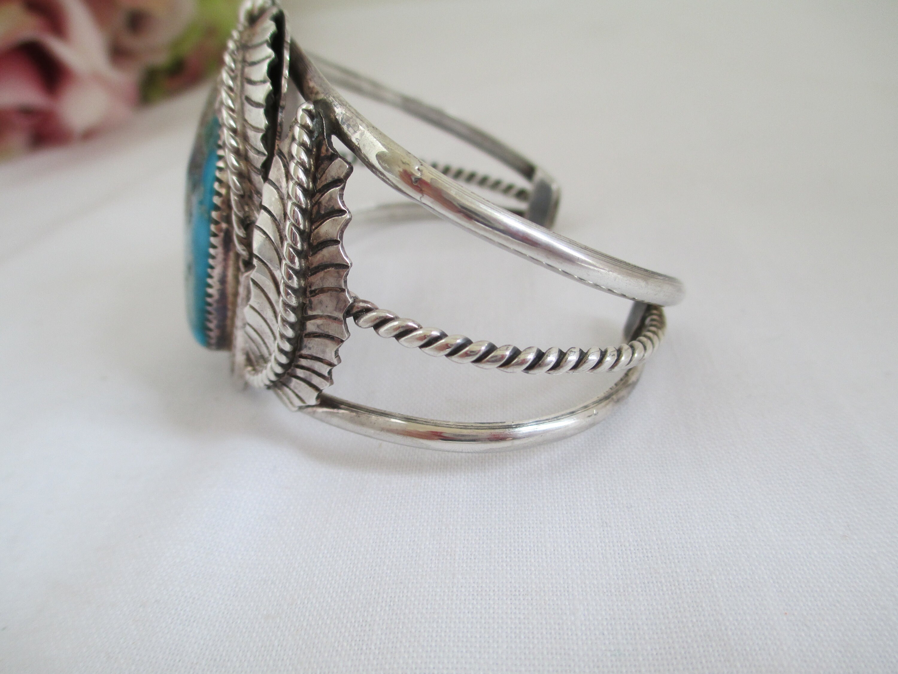 Orville Tsinnie Navajo Vintage CUFF Sterling Silver Turquoise With