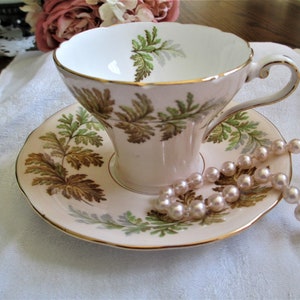 Aynsley England Tea Cup and Saucer Ferns Corset Shape Set, Tea Party,  Antique Bone China Tea Cup Vintage Teacup set