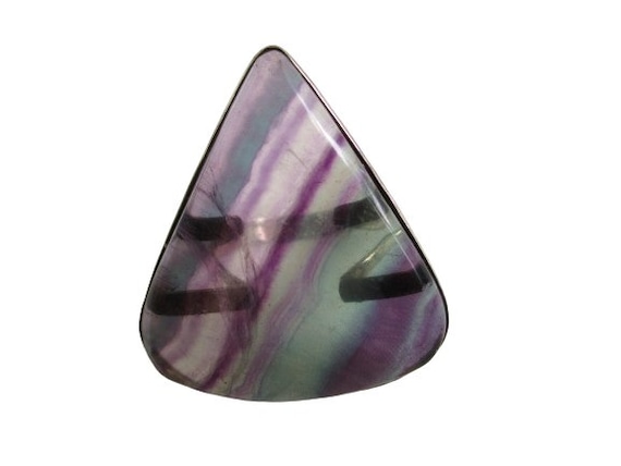 Vintage Ring Large Triangle Striped Fluorite Ster… - image 1
