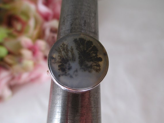 Vintage Ring Sterling Silver Scenic Moss Dendriti… - image 8