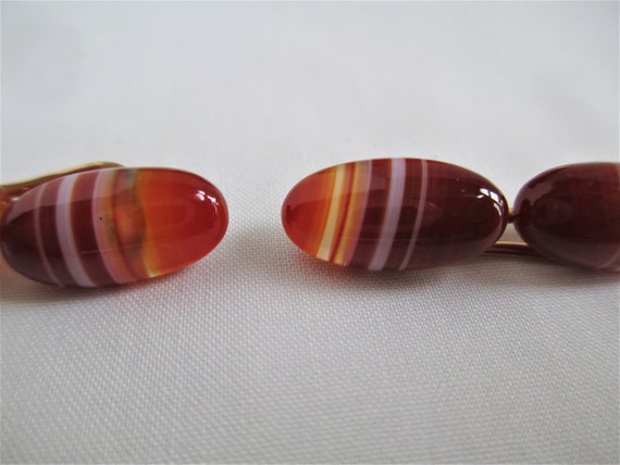 Antique Cufflinks Red Banded Agate Cufflinks Fant… - image 2