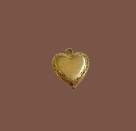 Antique Locket Puffy Heart Art Deco Scrolling Pen… - image 1