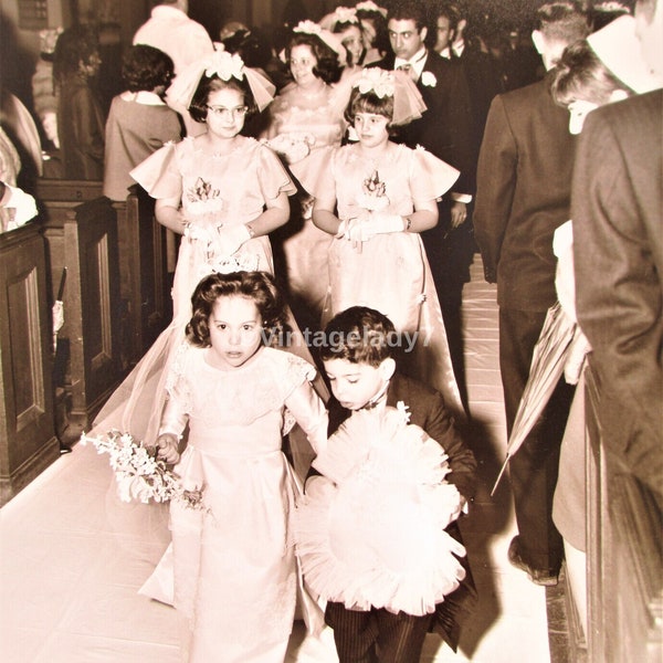 Vintage Photo 1965 Wedding Adorable Flower Girl And Ring Bearer And Wedding Party Wedding ARCHIVE Of PHOTOGRAPHER One Of A Kind