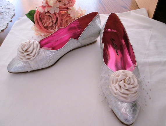 Beverly Feldman Silver Lace With Flower Ballet Fl