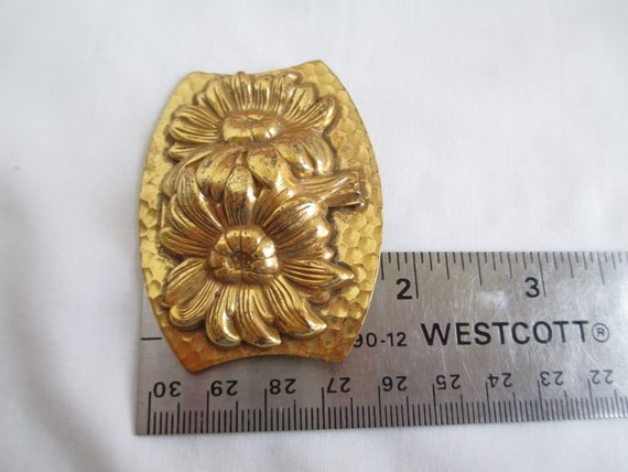 Antique Victorian Sash Pin Flowers Brass Brooch/P… - image 5