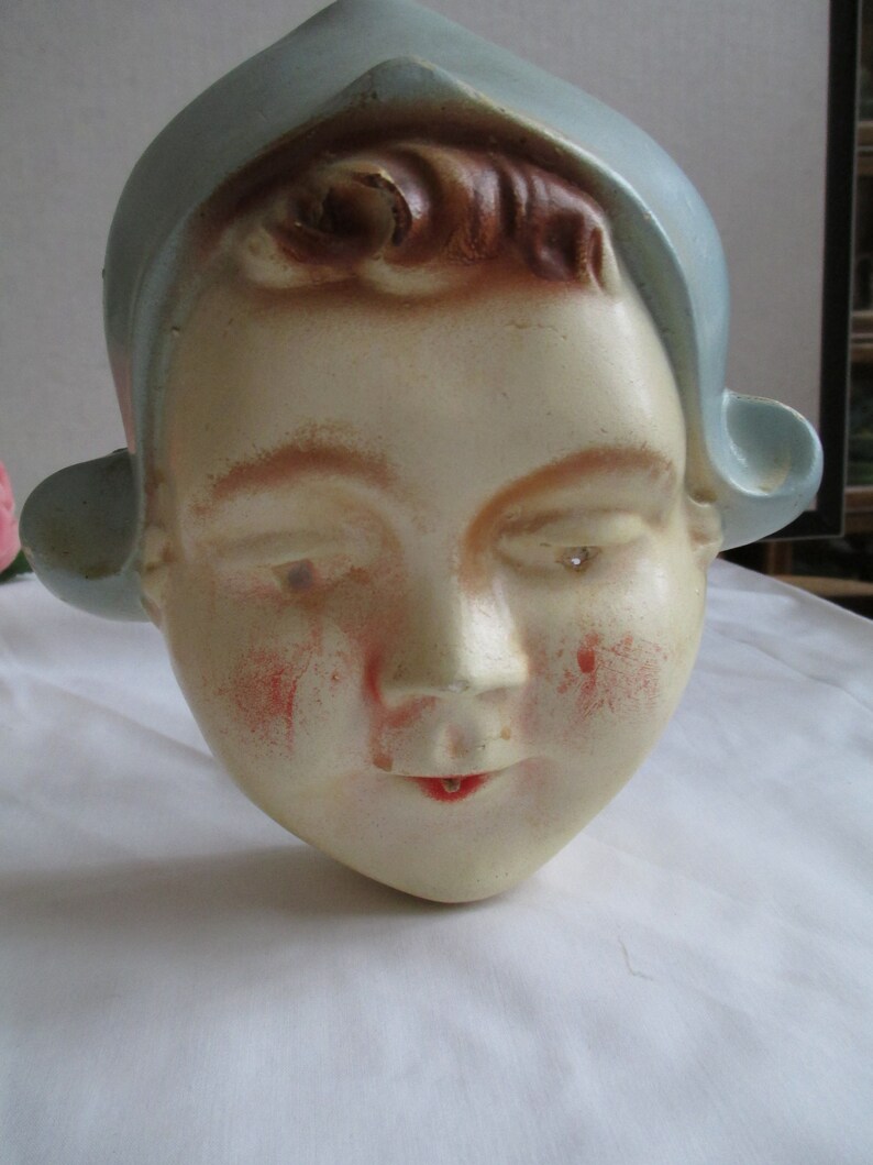 Vintage String Holder Dutch Girl Chalkware String Holder Holland Very Old Chalkware