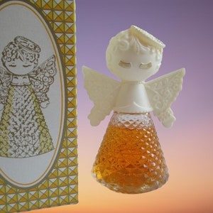 Avon Heavenly Angel Perfume Bottle With Sweet Honesty Collectible