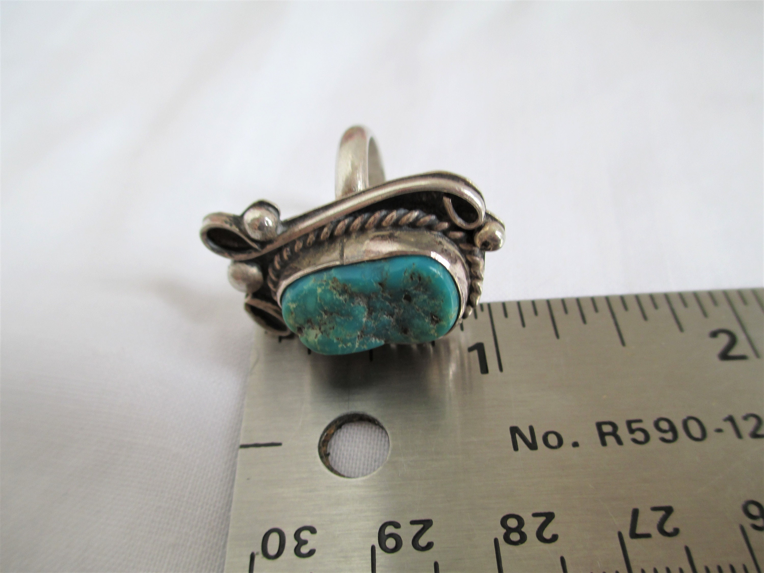 Randall Rings Randall Endito Navajo Sterling Silver Turquoise Ring Size 4 1/2 Ornate ...