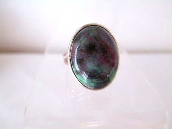 Vintage Ring Sterling Silver Ring Ruby Zoisite Na… - image 9