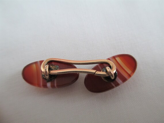 Antique Cufflinks Red Banded Agate Cufflinks Fant… - image 3