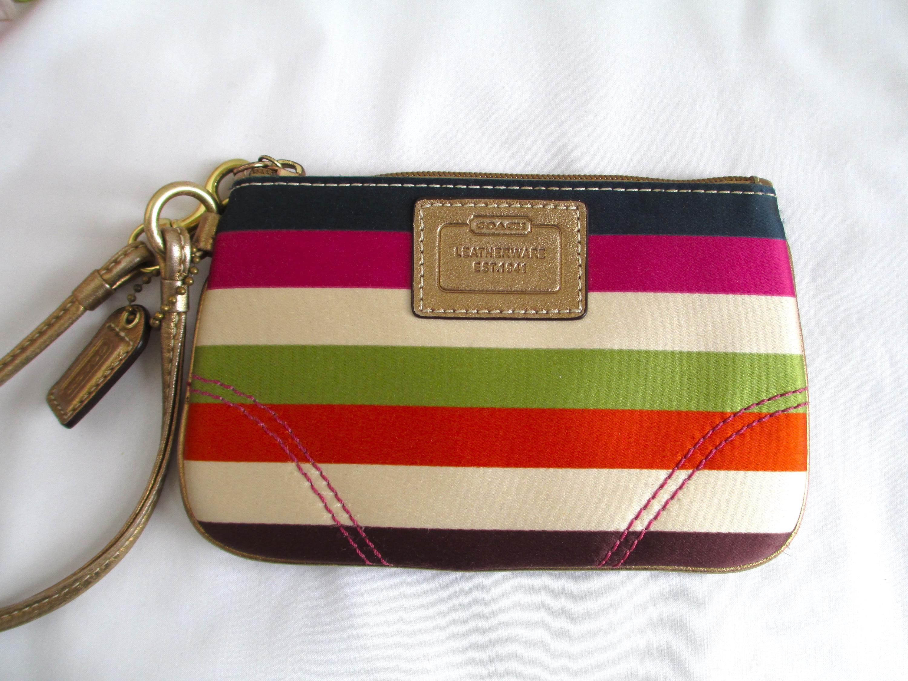 小物 Vintage Coach Legacy Long Wallet Y2K Coach Vintage Y2K Coach Legacy Stripe Wristlet Multicolor Satin