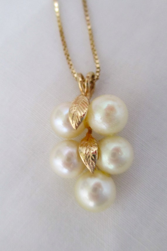 Vintage Necklace 14K Real Pearls 6MM Grape Cluster