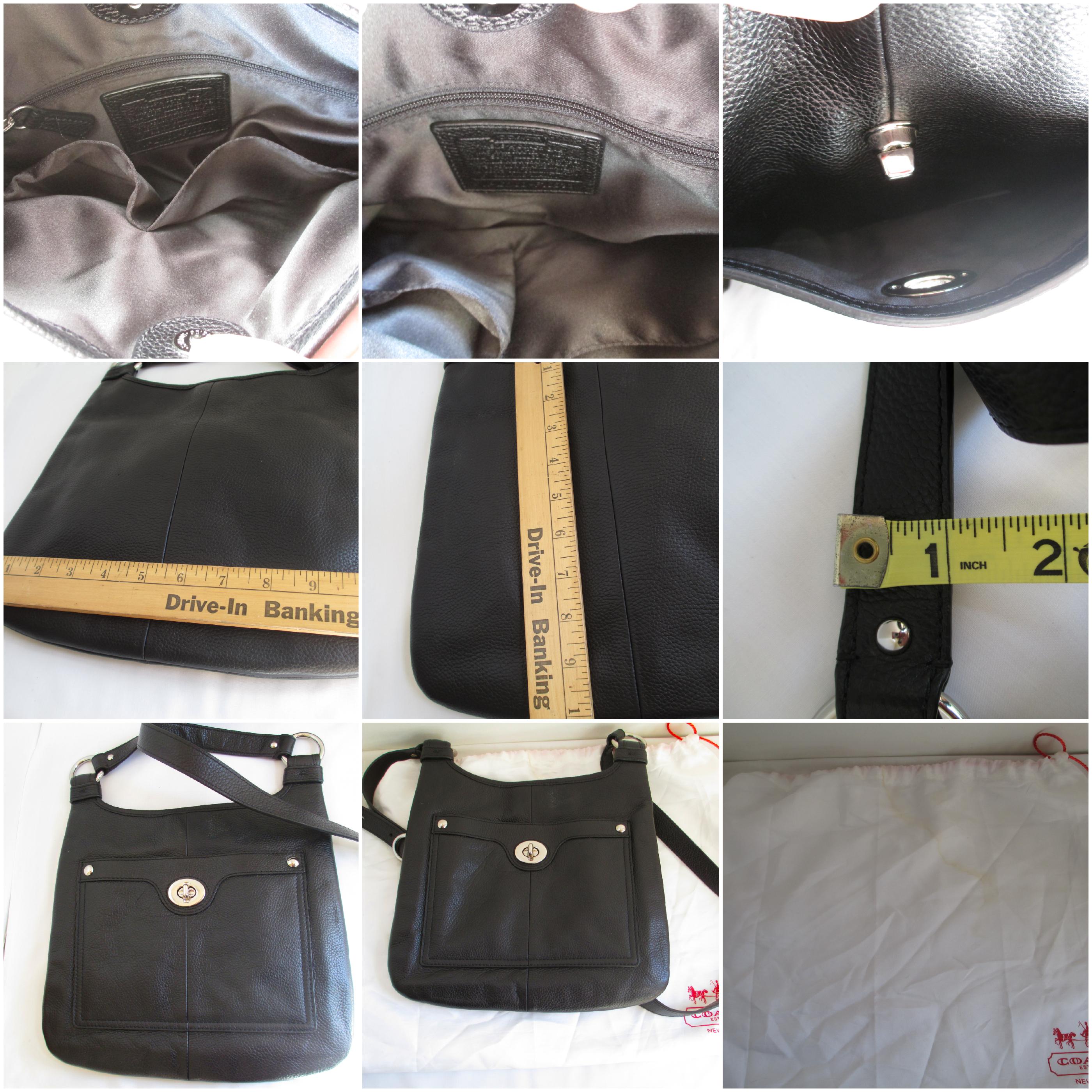 Coach F16533 Penelope Turn Lock Black Pebbled Leather Crossbody