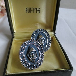 Swank Cufflinks Rare HUGE Medieval Cufflinks Figural Peasant Man In Original Box Fantastic Condition NOS Designer gifts for Him