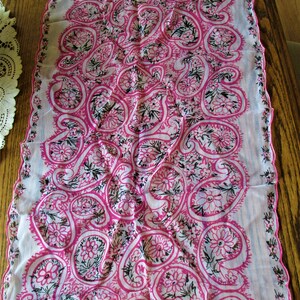 Vintage Scarf Sheer Pink Paisley Flowers Awesome Design Print Scarf Fabulous Scarf