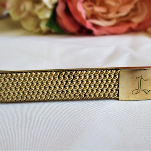 Vintage Kreisler Monogram Letter L Gold Count .025 Gold Tie Bar Tie Clip Mens Accessories Dress Attire Vintage Jewelry