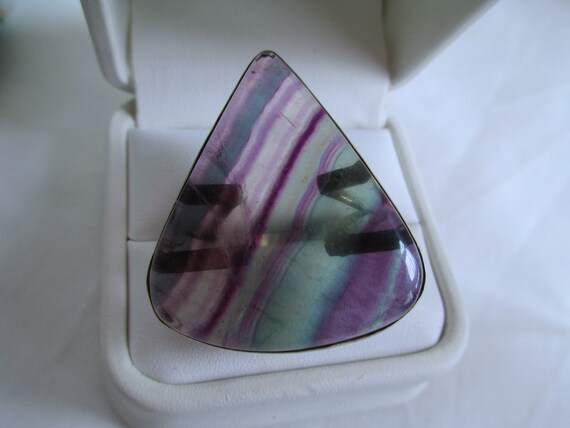 Vintage Ring Large Triangle Striped Fluorite Ster… - image 9