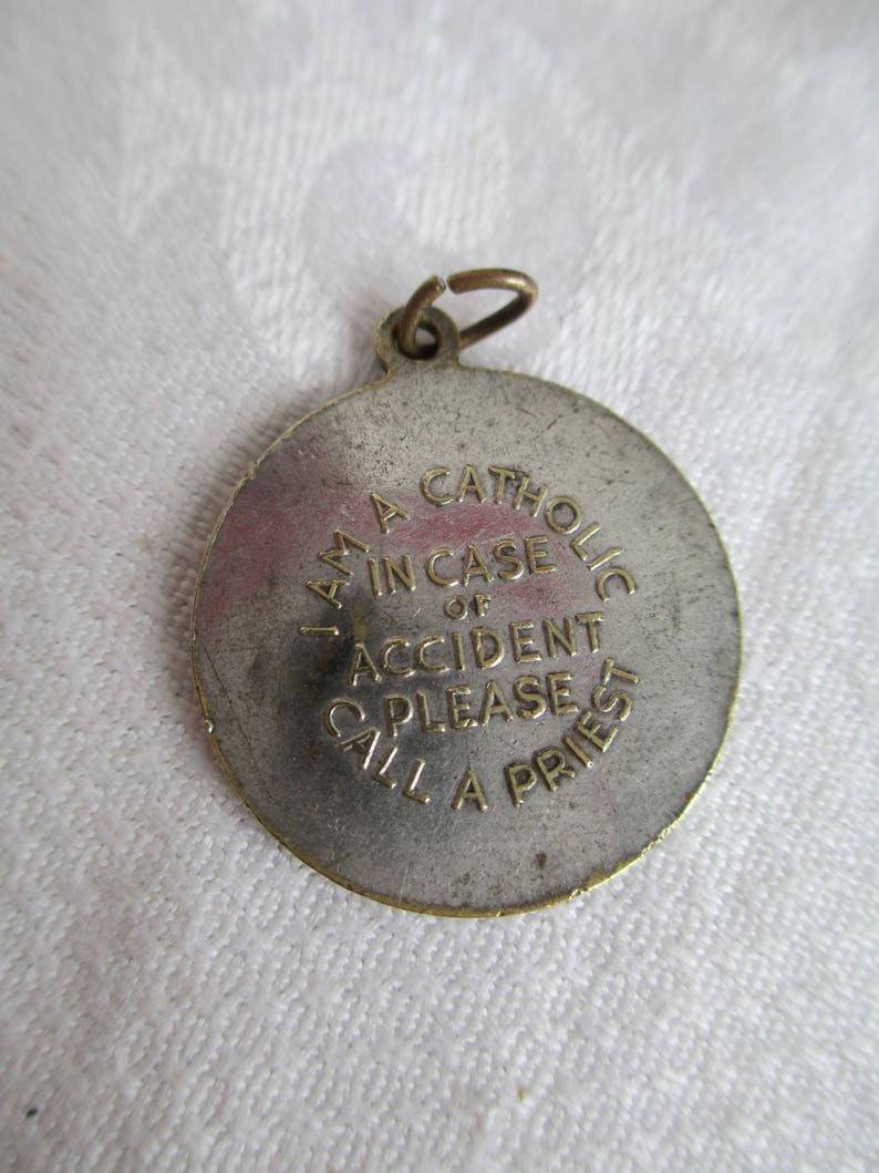 VINTAGE Saint Christopher Religious Medal Catholic Pendant Very Old Estate Spiritual PENDANT  Religious Collectible