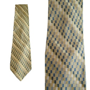 Vintage Necktie Burma Bibas Silk Necktie Tie Gold And Blues Geometric Tie Silk  Necktie Mens Neck Tie Professional Stylish