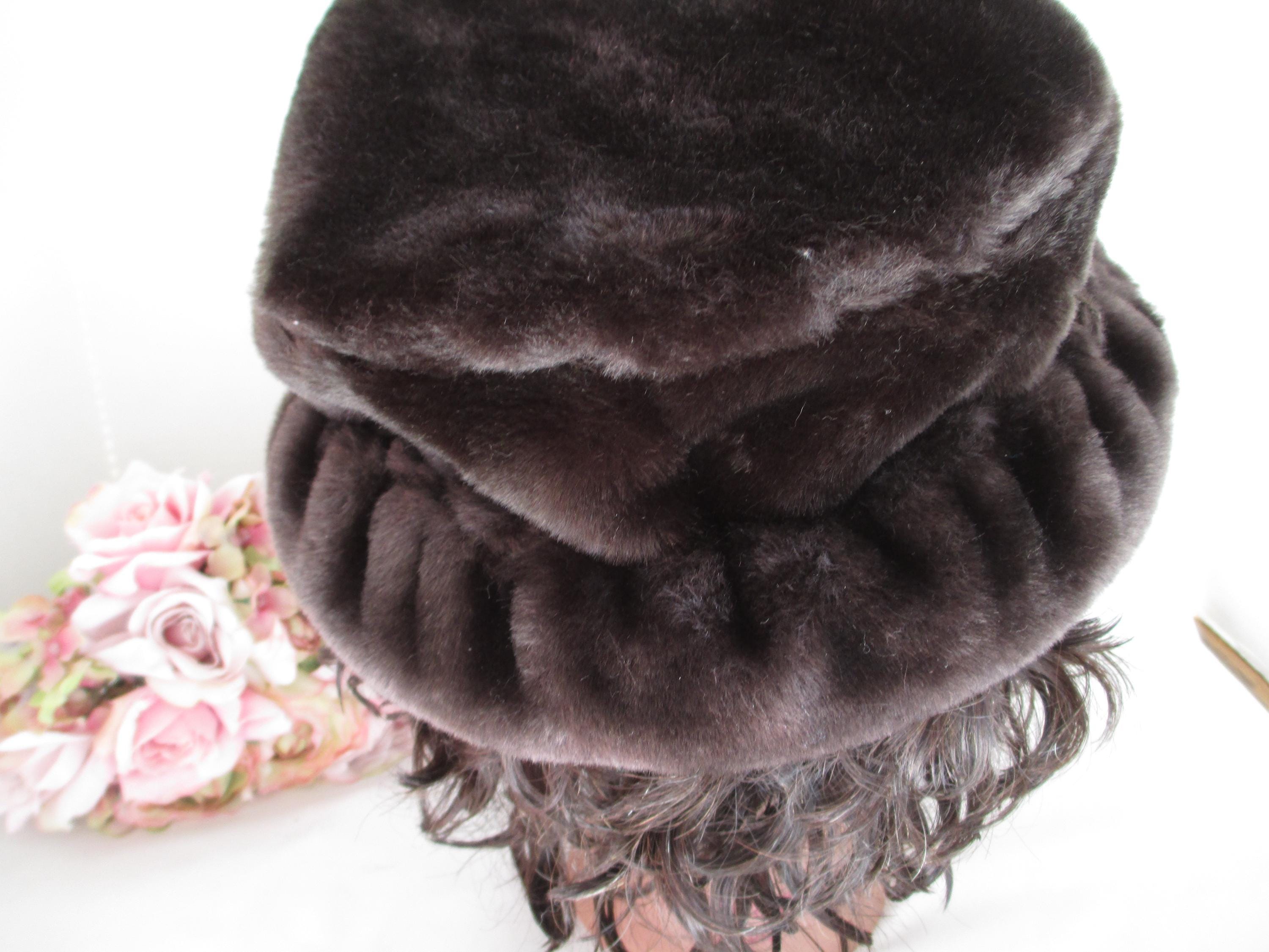 Betmar Hat New York Black Brown Faux Fur Lined Winter Made in USA Women Vintage VINTAGE BETMAR NEW YORK Women main image 4