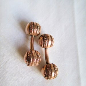 Vintage cufflinks Antique Victorian Low K Gold Rose Gold Or Gold Filled Etched Bar Bell Cufflinks cuff links