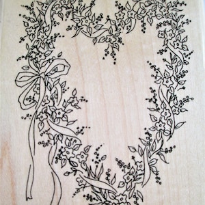 Blumen Herz Kranz Stempel Stampin Up Holzstempel Dekoratives Stempeln, Kartenherstellung, Scrapbooking Papier Handwerk, Ton