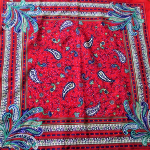 Vintage Scarf Awesome Paisley Red, White And Blue  Design Print Scarf Fabulous Scarf