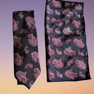 Vintage Necktie And Pocket Square Benchmark Black Paisley Silk Necktie Designer Silk Tie Vintage Mens Neck Tie Professional Stylish