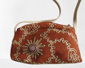 バッグ Coach Mia Lace Studs Rugged Floral Purse Vintage Coach Mia Lace Studs Brown Floral Rugged Purse 10064