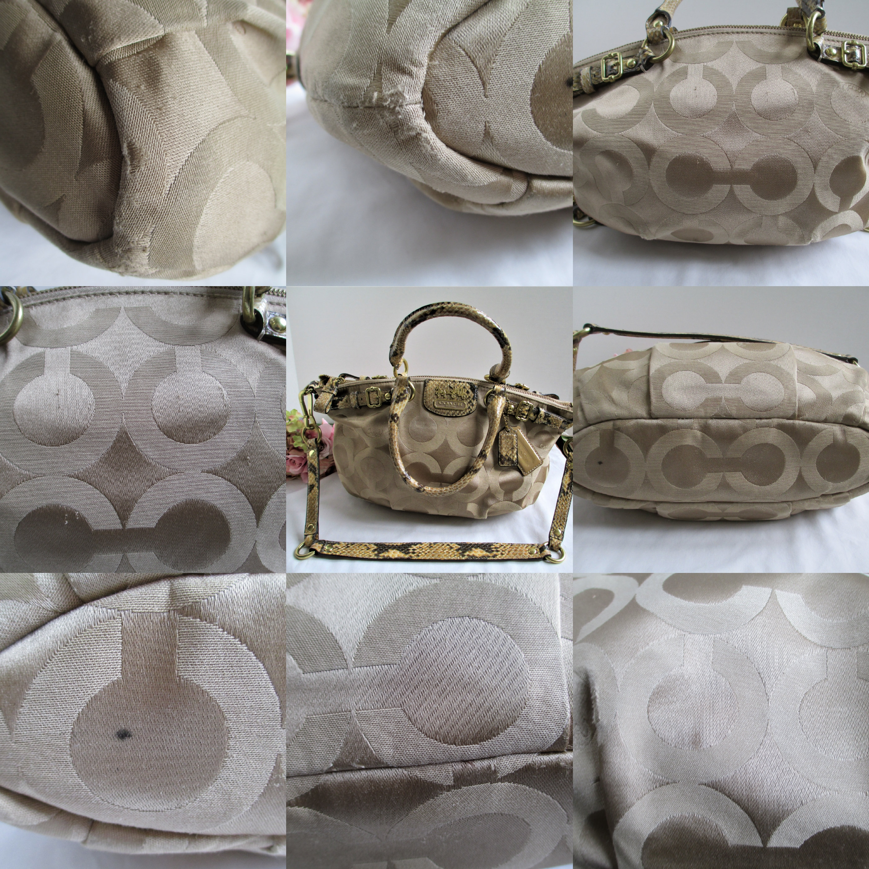 COACH Purse 18650 Madison OP Art Sateen Sophia Hand Bag Light 
