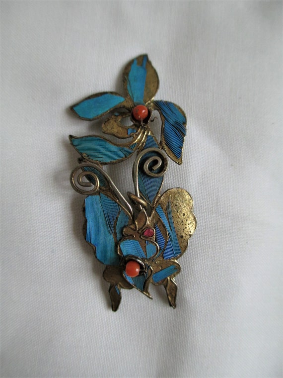 カワセミの羽根 ヘアピン 帽子ピン ヘアピン ペンダント 蝶