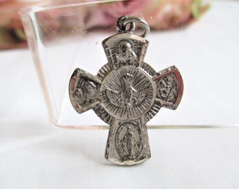 Lot Bijoux Vintage Médaille Religieuse Chapelet Croix Doré - Occasion (Collection)