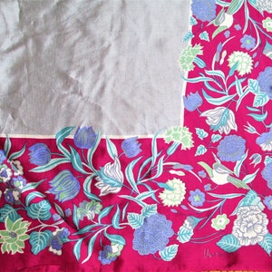 Vera Neumann Scarf 1960s Silk Purple and Silver With Floral and Birds Scarves by Vera Scarf Unique Scarf Vintage Scarves