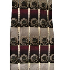 Mens Ties Mosaic Silk Burgundy, Gold And Silver Mens Silk Necktie Designer Silk Tie Vintage Mens Neck Tie Professional Stylish