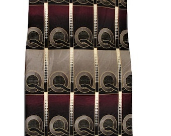 Mens Ties Mosaic Silk Burgundy, Gold And Silver Mens Silk Necktie Designer Silk Tie Vintage Mens Neck Tie Professional Stylish