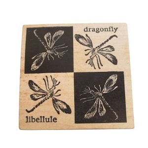 Libelle Quad Stempel Magenta Dekorativer Stempel Holzeinfassung Stempel Kartenherstellung, Papierbasteln, Ton