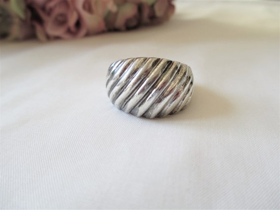 Vintage Ring Sterling Silver Chunky Ribbed Ring B… - image 2