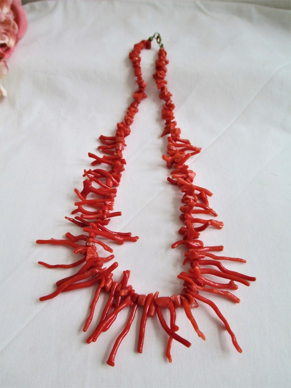 Vintage Victorian Natural Branch Coral Necklace A… - image 1