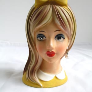 Lady Head Vase Exquisite Blonde NAPCO Teen Head Vase C8493, head planter Head Vase Lady Head Vase Planter