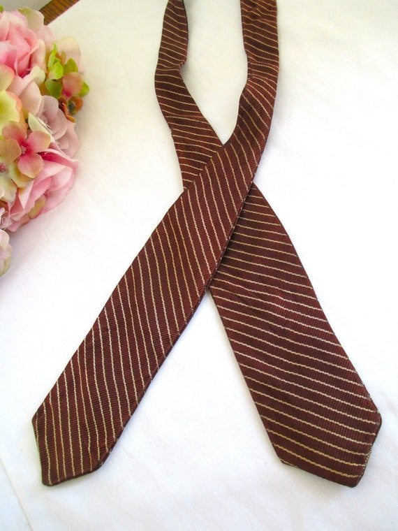 Bow Tie Vintage 40's Enduro Cravat Brown Striped A