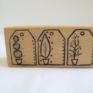 Tags 3 Verschiedene mit Pflanzen Magenta Dekorative Stempel Stempel Kartenherstellung, Papiermodelle