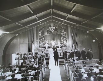 Vintage Photo 1967 Wedding In the  Beautiful Church Architecture Archive Of PHOTOGRAPHER One Of A Kind 8X10