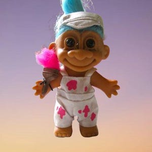 Russ Troll Doll Painter Blue Hair Troll Vintage Toy Retro Toys
