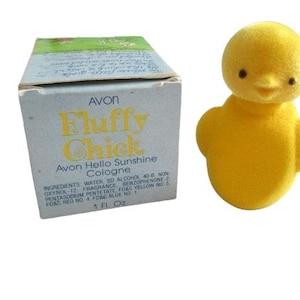 Avon Vintage Fluffy Chick with Hello Sunshine Cologne In Original Box 1970&#39;s Vintage Avon Perfume Collectible
