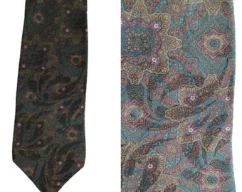 Vintage Necktie Fantastic Villa Bugatti USA Made Silk Mandala Design Necktie Tie Necktie Men Stylish Ties Unisex Neckties